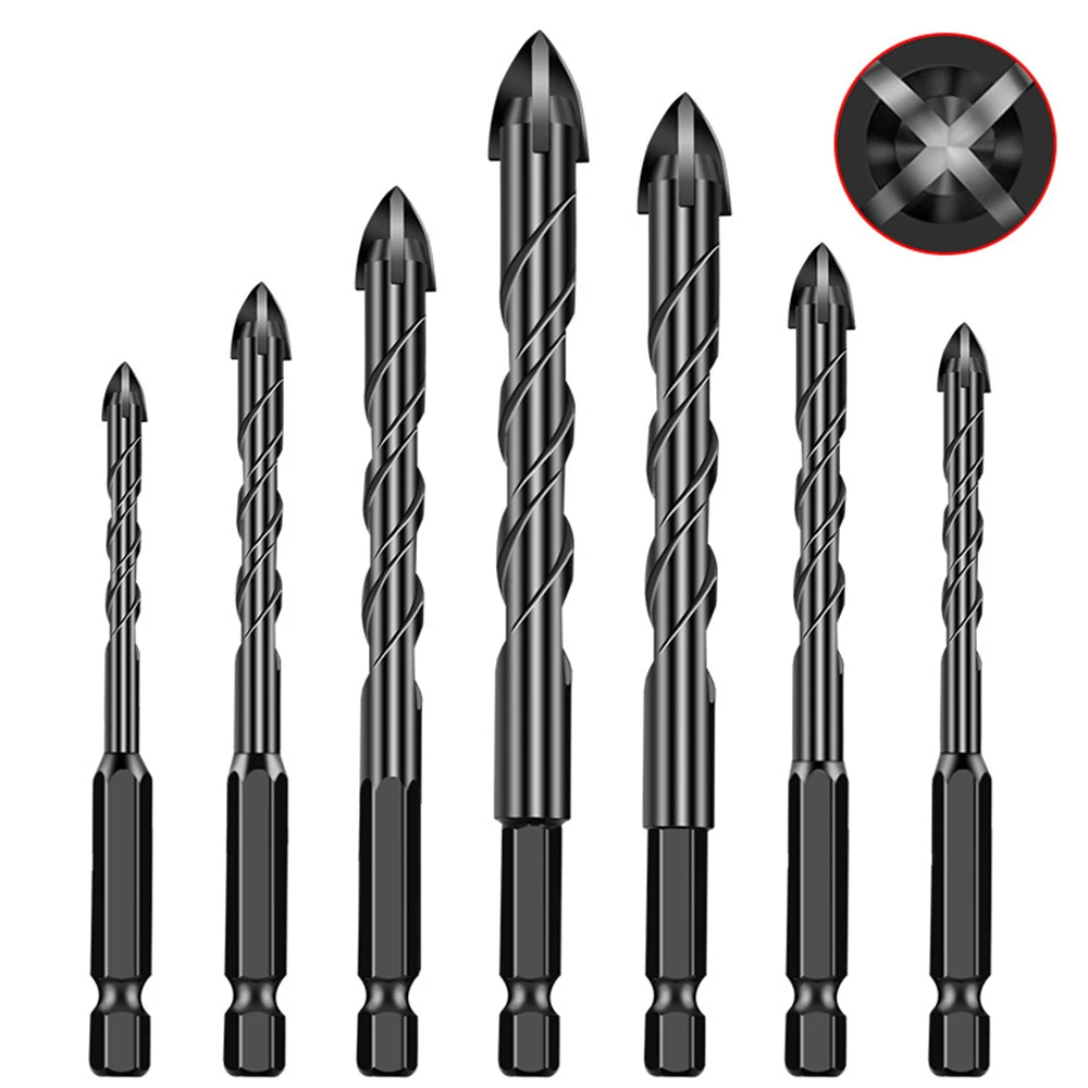 

3-12mm Cross Hex Tile Drill Bits Set for Glass Ceramic Concrete Hole Opener Brick Hard Alloy Triangle Bit Tool Kit