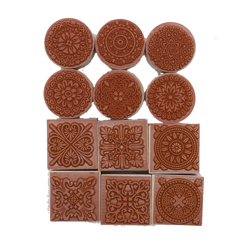 

3cm Square Round Emboss Stamp Baroque Mandala Lace Texture Sculpture model ceramic polimerica pottery Polymer Clay tools