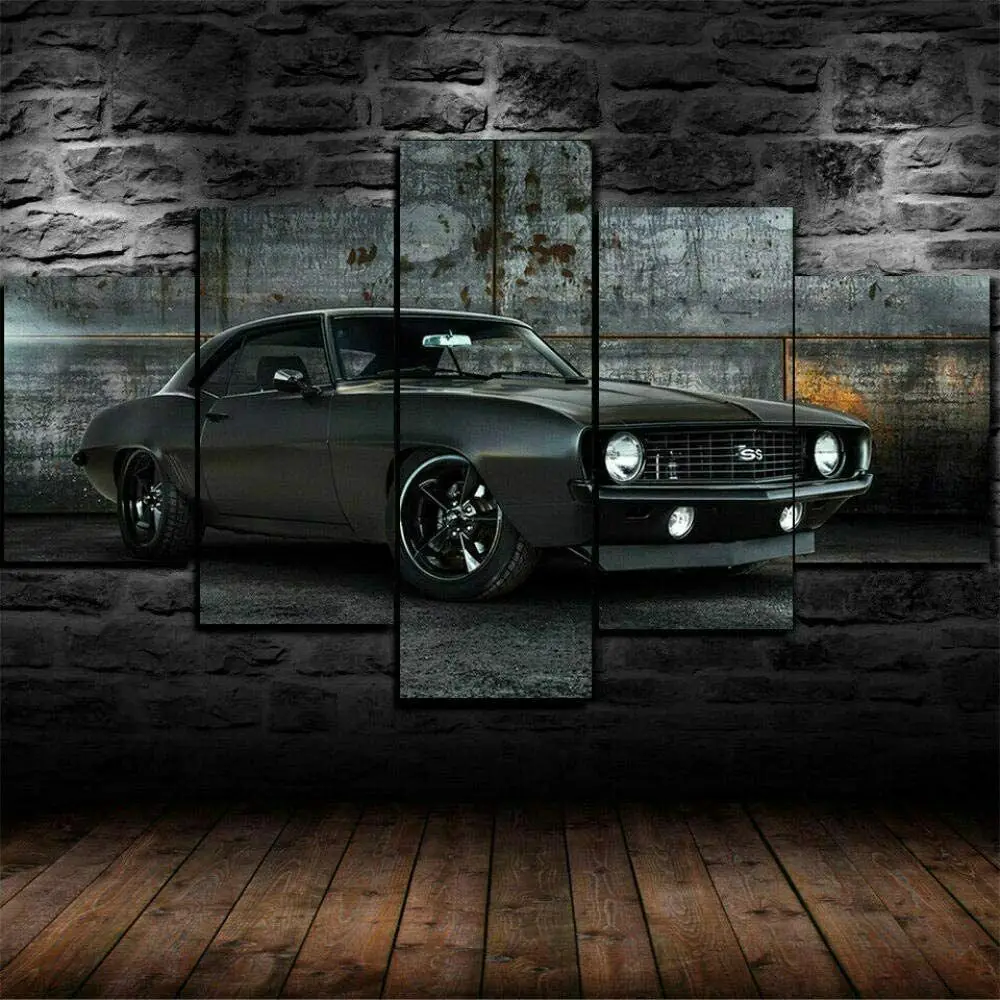 

Chevrolet Camaro Ss 1969 Muscle Car 5 Pieces Wall Art Canvas Posters Paintings for Living Room Home Decor Picture Decorations
