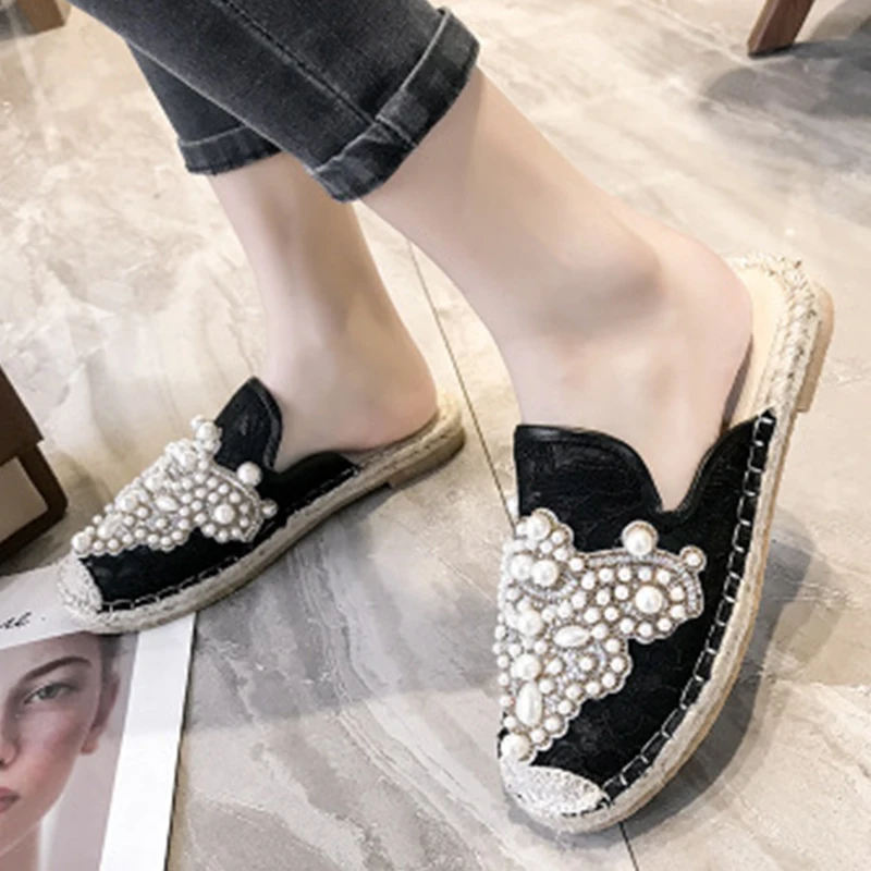 Женские туфли лоферы с жемчугом на низком каблуке|Обувь без каблука| |