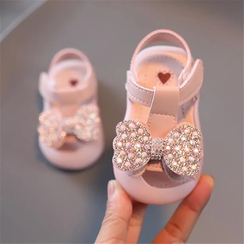 Sandalias deportivas de ocio para ni&ntilde;os y ni&ntilde;as, zapatos Baotou de princesa con lazo de fondo suave, antideslizantes, novedad de verano-3
