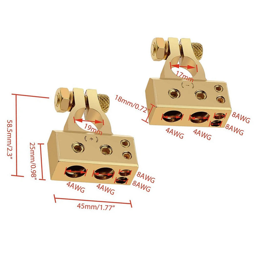2 шт. автомобильный положительный зажим клеммы отрицательного аккумулятора с 4
