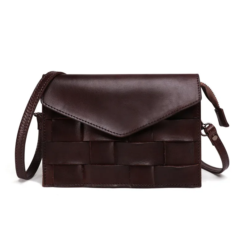 

Винтажный стиль 2020, вязаные плоские сумки через плечо из 100% натуральной кожи, сумка на плечо ручной работы, высокое качество