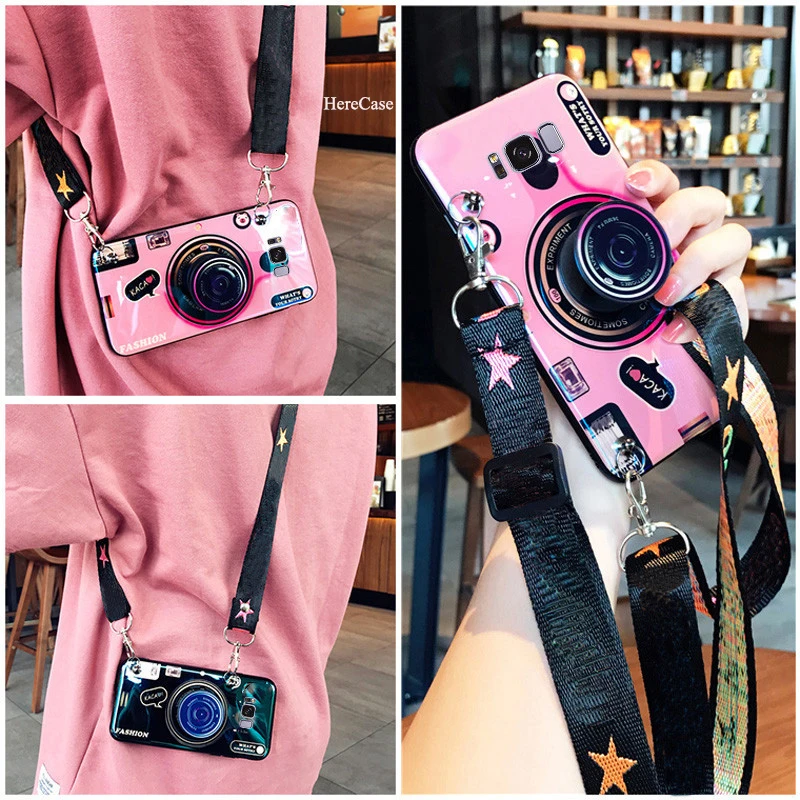 

3D Camera Case for Huawei P50 Honor 50 X20 SE Pro 7a 7c 7x 8a 8c 8x MAX 10 lite Soft TPU Cover Coque Lanyard stand holder