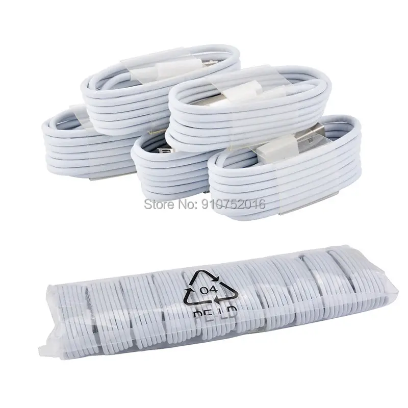 100pcs/lot 1M White USB mobile phone Charging Cable for 6 6S 7 8 Plus X XR XS 11 Pro Max 5S 5 SE Data Sync Charge Wire | Мобильные