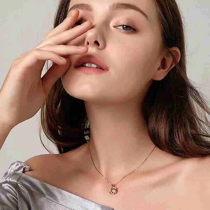 

1 Set Rose Flower Jewelry Packaging Cubic Zirconia Necklace jewelry Trend Alloy High Quality Gifts Box Wedding Birthday Gift