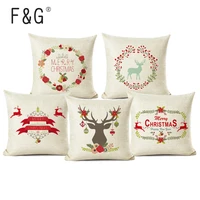 merry christmas decoration pillow case christmas deer wreath print cushion cover for home decor xmas new year gift