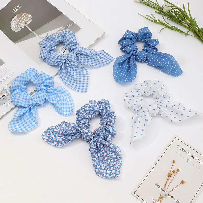 

1Pc Hair Scrunchies Fashion Simple Basic Elastic Hair Bands Ponytail Holder Dot Stripe Scrunchie Hair Tie For Girl Women