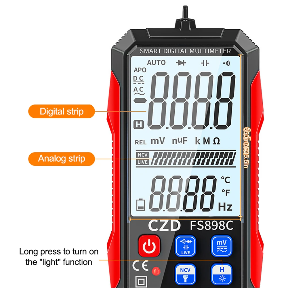 

Digital Multimeter NCV Direct Current AC Voltage Resistance Diode Capacitance Continuity Frequency Temperature Zero-Fire Line