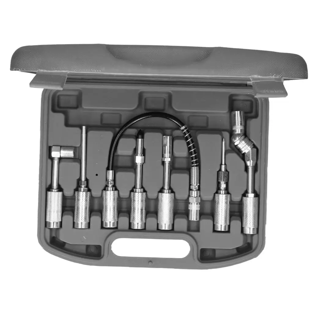 Universal Grease Coupler Kit Couplers with Carrying Case Adapters Lubrication Fittings Fits for Excavator Autos Industrial Use