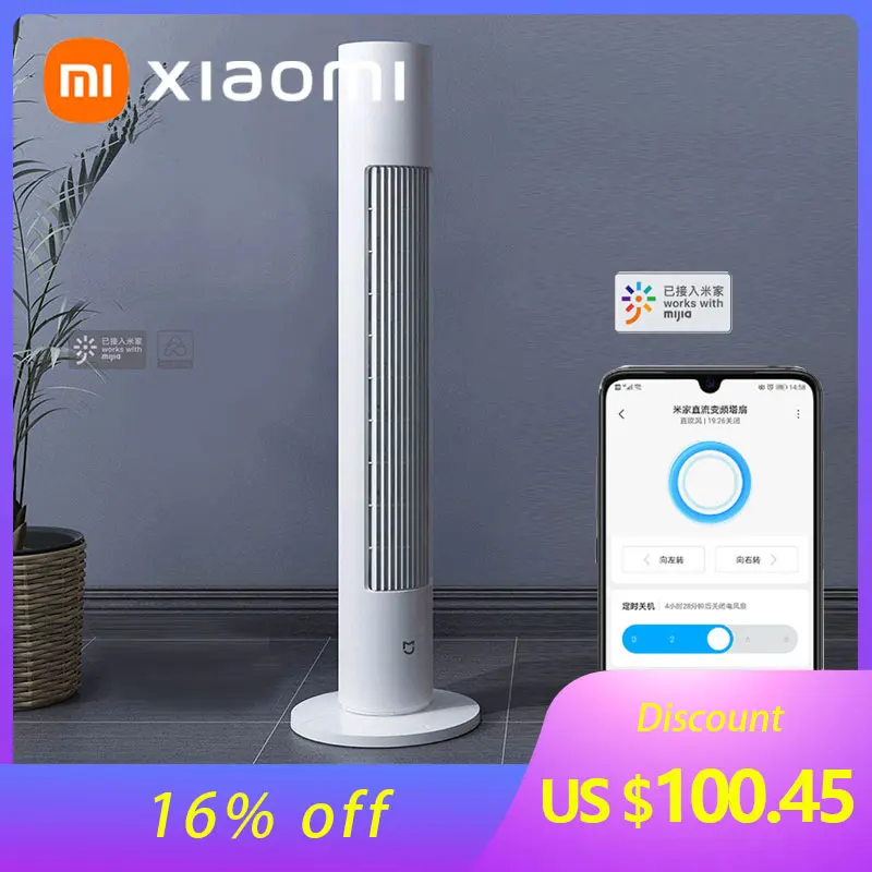 Billig Xiaomi Mijia Smart Blattlosen Vertikale Fan Handy APP Fernbedienung Weitwinkel Wind Natürliche Noise-freies Sicher Tragbare Fan