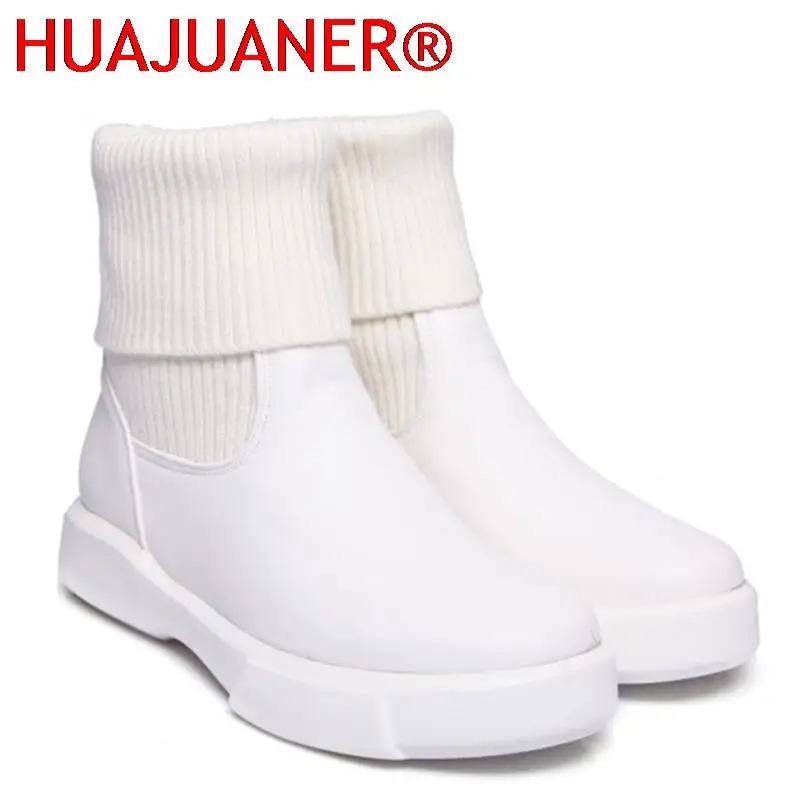 

2022 Autumn And Winter Snow Boots Short Boots Knitted Wool Stitching PU Flat Bottom To Keep Warm Ladies Ankle Boots