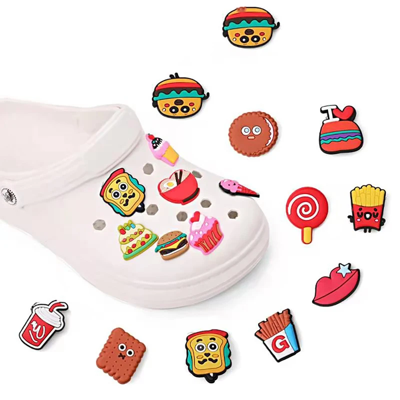 

1pcs Cherry Ice Cream Birthday Cake Shoe Decorations PVC Shoe Charms Accessories For Bags Shoes Bracelet Kids Gifts