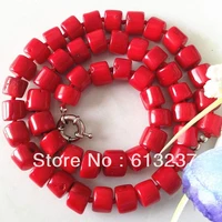 romantic red sea coral natural 8 10mm irregular abacus rondelle bead biy chain necklace for women jewelry 20 5inch my4661
