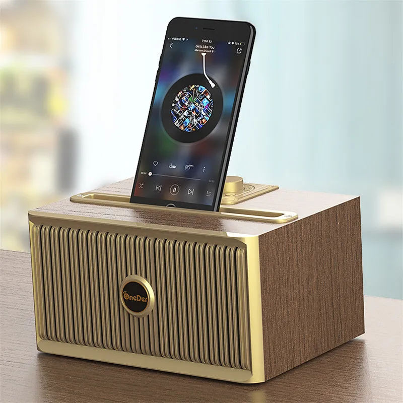 

Новая портативная bluetooth-Колонка в стиле ретро V6, оригинальная креативная карта с деревянным кронштейном, bluetooth-колонка