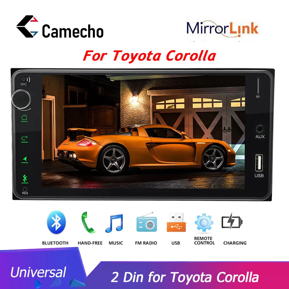 Camecho 7 дюймов HD сенсорный экран 2 Din универсальный аудио плеер Bluetooth зеркальная
