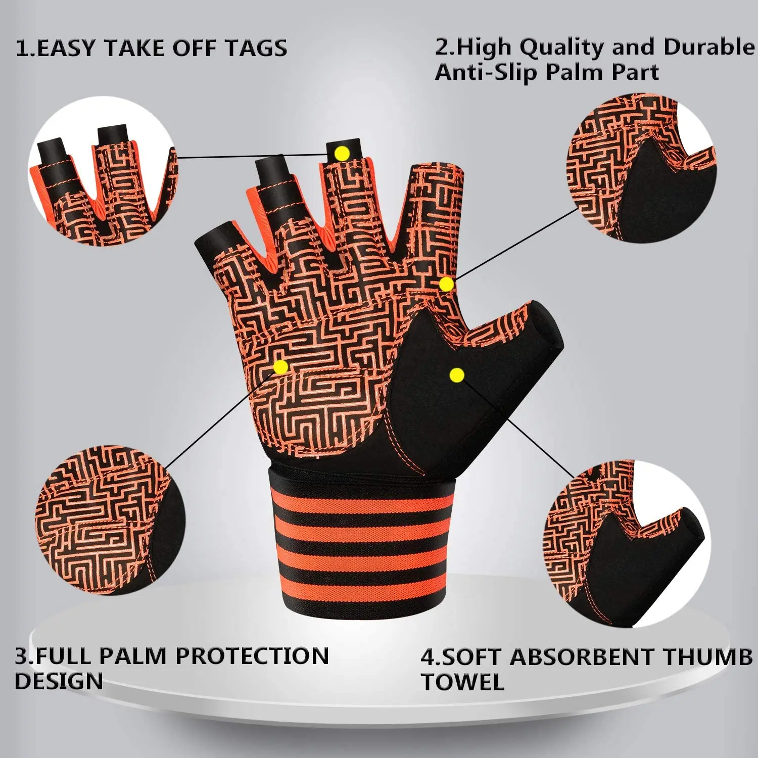 MOREOK Workout Gloves for Men Women, Weight Lifting Gloves Barehands Gloves Crossfit Gloves Ventilated Workout Gloves, Exercise