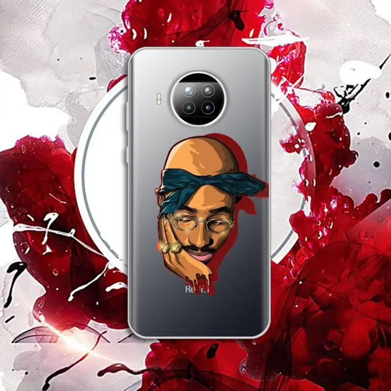 

2Pac Rapper Tupac Amaru Shakur Phone Case Transparent for Xiaomi Redmi note 10 t 8 9 pro lite 11