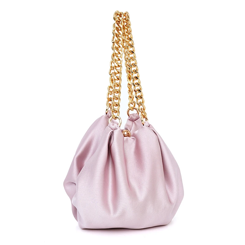 

Elegant Patchwork Chain Bag For Women Hit Color Ruched Temperament Bags Females Accessories New 2021 Spring Fashion