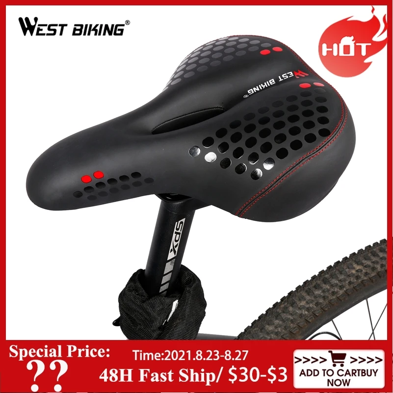 WEST BIKING широкий велосипедный коврик велосипедное седло удобное сиденье для