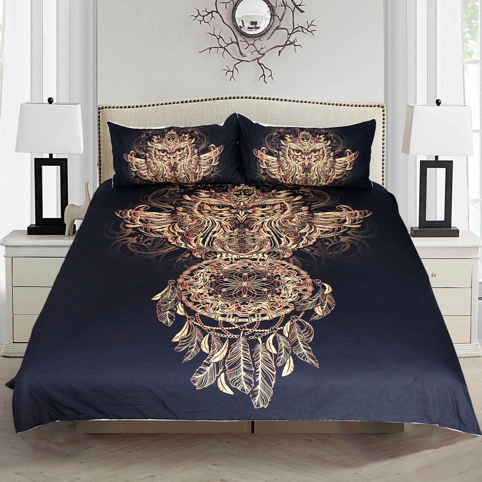 

Dream Catcher Owl Bedding Set Bedroom Decor Kids Boys Girls Gift Duvet Comforter Cover 2/3 Pieces Bedspread with Pillowcase