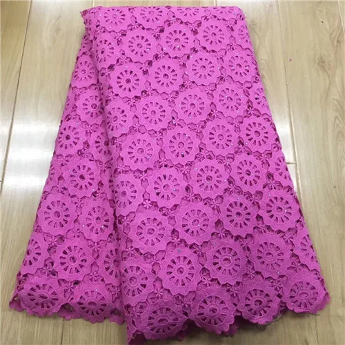fushia Шнур кружево для нигерийских вечерние детские розовые кружевная ткань гипюр кружевная ткань с камнями tissu dentelle африканская ткань для платья 5yard - Цвет: fushia