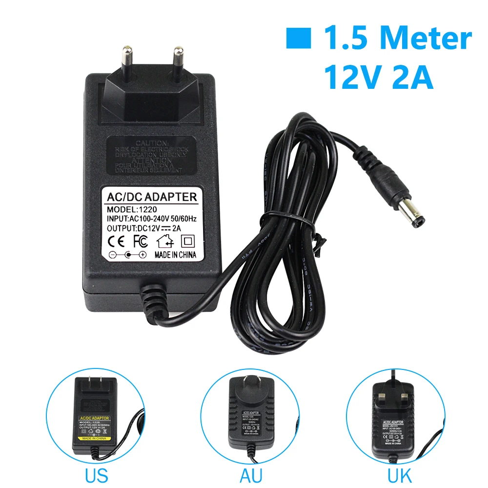 AC 110-240V DC 5V 6V 8V 10V 12V 1A 2A Универсальный адаптер питания длиной 1,5 метров EU US AU UK адаптер зарядного устройства светодиодные полосы лампы