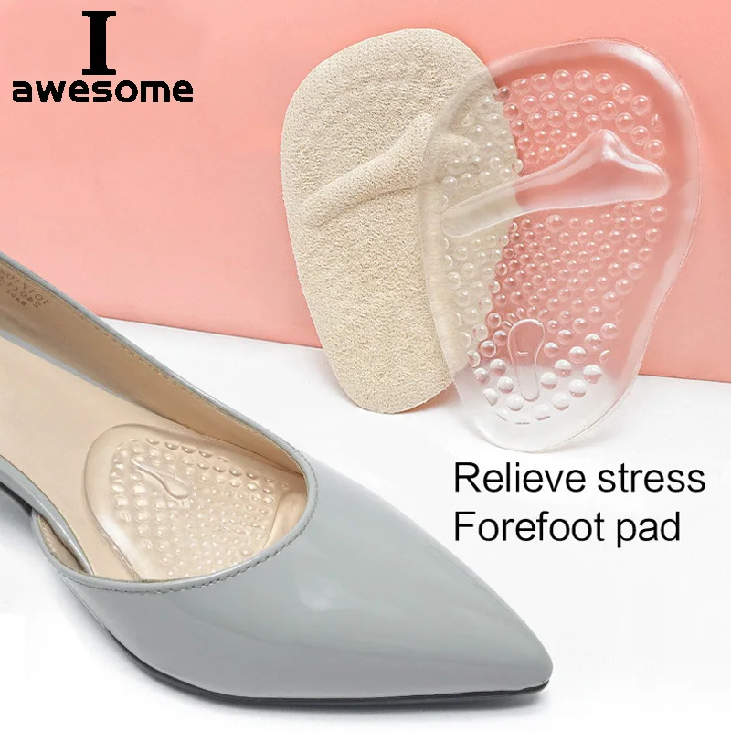 

Silicone Gel Insoles Ladies High Heel Shoe Insole Female Half Pad Front Feet Reduces Pain Forefoot Pad Anti-skid Foot Care Pads