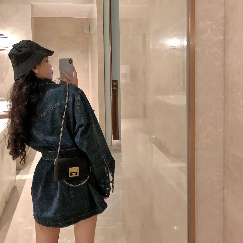 

Джинсовая рубашка средней длины в Корейском стиле, весна-осень