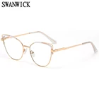 Очки Swanwick в винтажном стиле кошачий глаз, прозрачные металлические аксессуары в белой оправе с блокировкой светильник, черные, золотые