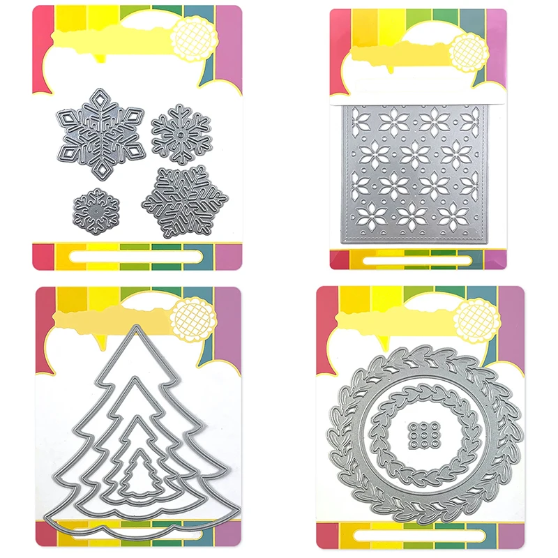 

2021 New Christmas Rectangle Frame Metal Cutting Dies For DIY Making Pattern Background Greeting Card Scrapbooking No Stamps Set