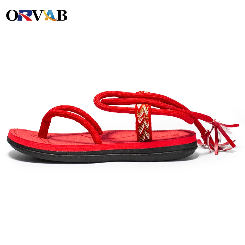 

Men Sandals City Leisure Two Methods Lace Up Fashion Sandals Black Red Summer Men Casual Shoes Hiking Sandals Man Beach Sandals