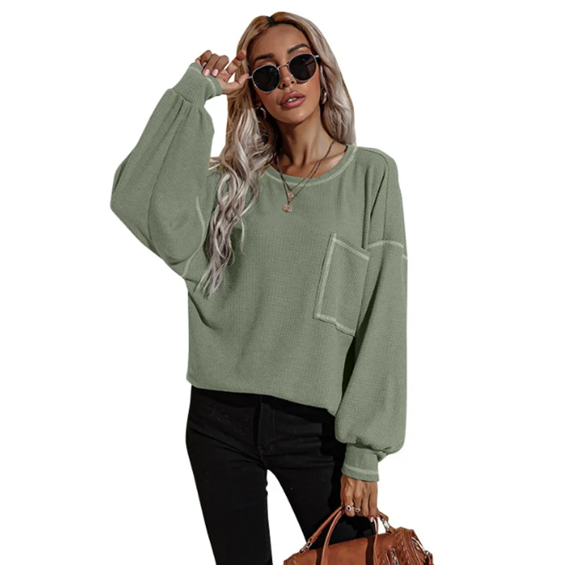 2021 new women's solid color long-sleeved T-shirt women's streetwear autumn spring cotton T-shirt top