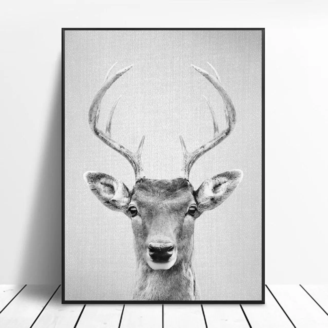 

Черно-белая рисунок оленя на холсте Художественная печать постер Настенная картина современный минималистский декор для спальни гостиной