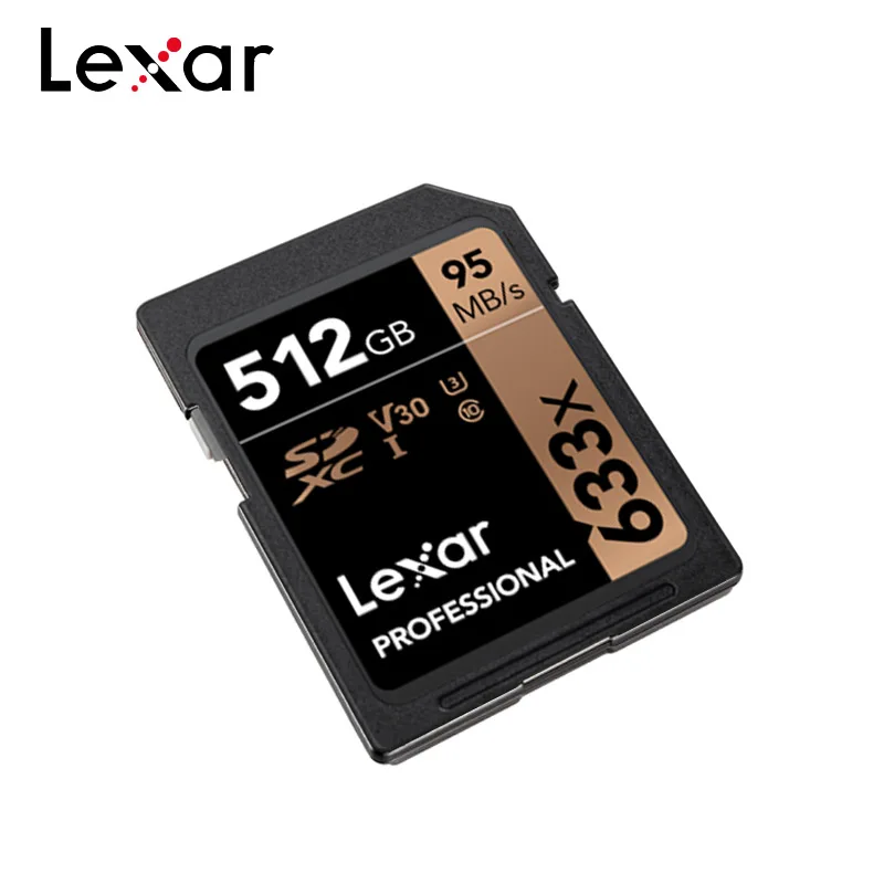 

Original Lexar 633x 512GB U3 SD Card SDXC Professional Memory Card Class 10 V30 Max 95MB/s Flash Card For 4K Video Camera