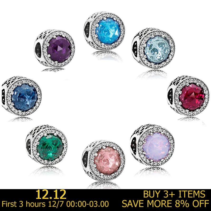 Настоящие 925 Стерлинговое Серебро винтажные цветные блестящие шармы бусины