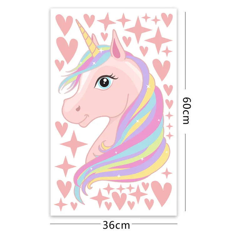 Горячая фантазия Единорог звезды Радуга Наклейка на стену для девочек Спальня