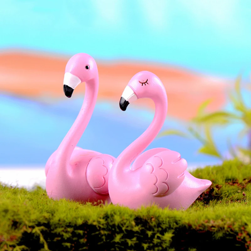 Миниатюрные куклы-фламинго 2 шт. животные из смолы ремесла сказка украшение сада