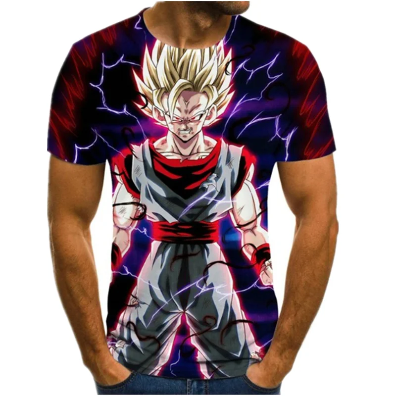 

2021 New Funny Men's T-Shirt Anime Harajuku Tops 3D Graphic T-Shirt Summer Round Neck Shirt Boys Apparel Plus Size Streetwear