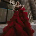 Роскошное красное платье для выпускного вечера, украшенное бисером, пышное Тюлевое платье, женское платье невесты, длинное свадебное платье со шлейфом, 2022