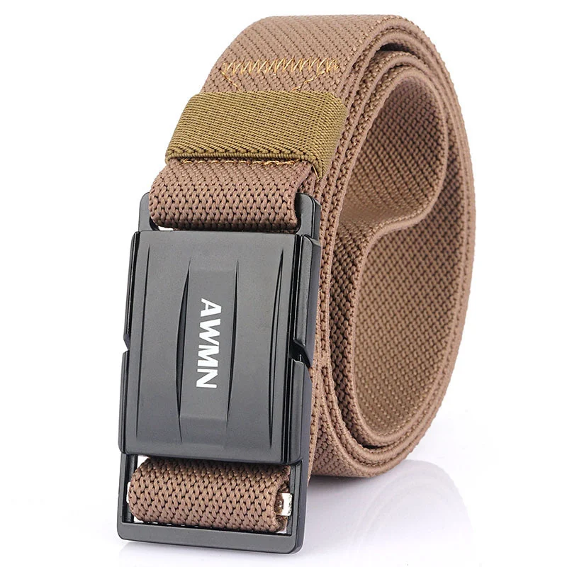 

Men's Casual Canvas Belt 3.4cm Metal Magnetic Buckle Elastic Belt Middle-aged and Young Fashion Belt