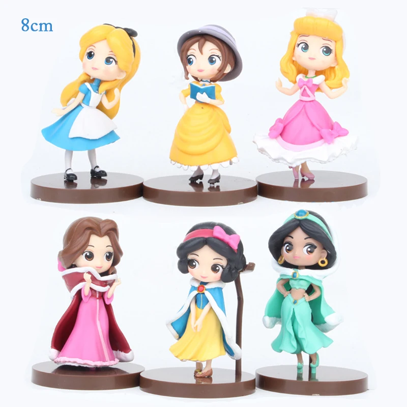 Disney Princess Q Posket 6 шт./лот 8 см ПВХ фигурка игрушки украшения торта детский подарок на