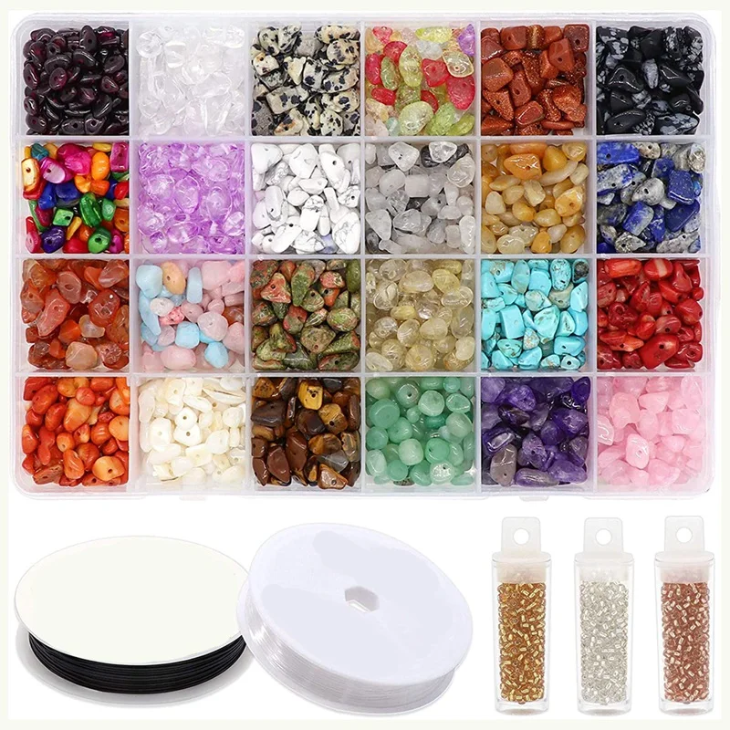 

1200 Gem Bead,Irregular Jewellery Chips,Including Glass Seed Beads and Crystal Strings,Creative Jewelry and Accessories