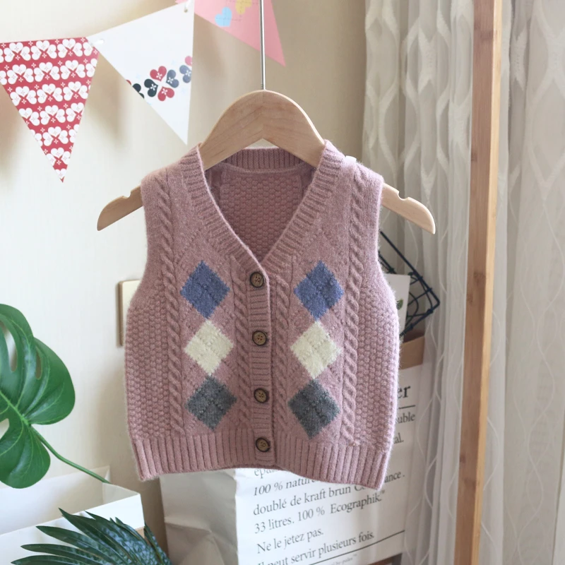 Детский жилет новая весенняя Вязаная Шаль для маленьких девочек кардиган свитер
