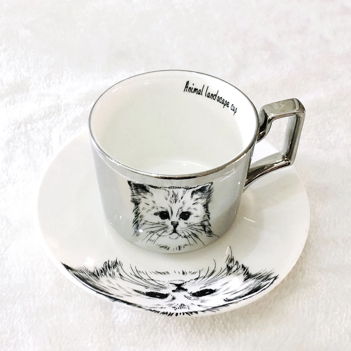 Роскошная кружка из костяного фарфора чашка с мультяшным котом анаморфная