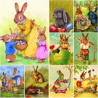 painting with diamond mosaic on self sticker canvas cartoon bunny embroidery cross stitch kits wall picture of rhinestones decor