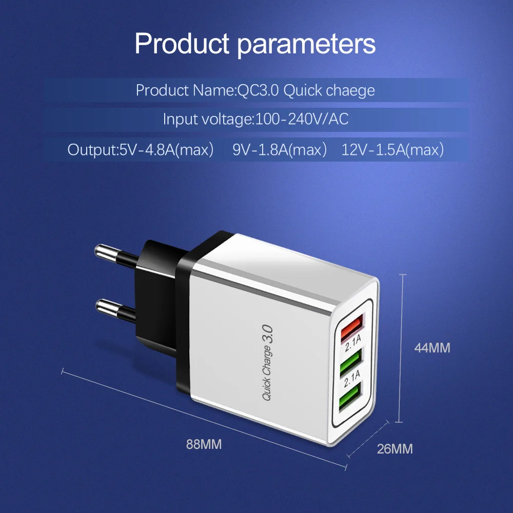 Быстрое зарядное устройство USB 3 0 QC3.0 QC быстрое для телефонов Xiaomi Mi Note 10 iPhone 11 Pro