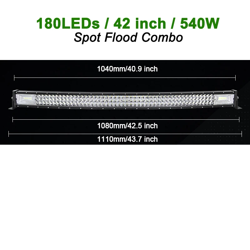 

22 32 42 50 52 дюйма Прямой изогнутый светодиодный светильник Spot Flood Светодиодные автомобильные фонари Внедорожные противотуманные фары Грузовик 4x4 ATV UTV 12 В 24 В