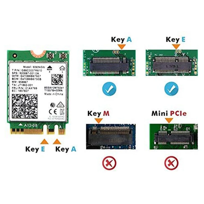 

Wireless-AC 9260 Network Adapter M.2 2230 Bluetooth 5.0 Wi-Fi Combo Card Support Miracast for Windows 10 Linux 9260NGW