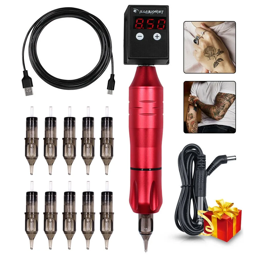 НОВЕЙШИЕ наборы тату машинок вращающиеся иглы для ручки с мини беспроводным